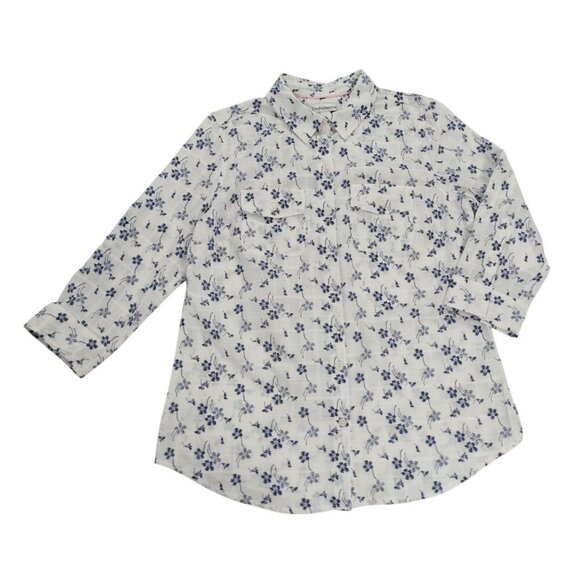 Croft & Barrow Petite PXS White & Navy Floral Button-Up Shirt Top for womwn, NWT - Picture 5 of 8